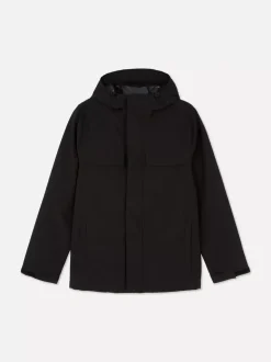 Zapinany na zamek płaszcz przeciwdeszczowy z kapturem