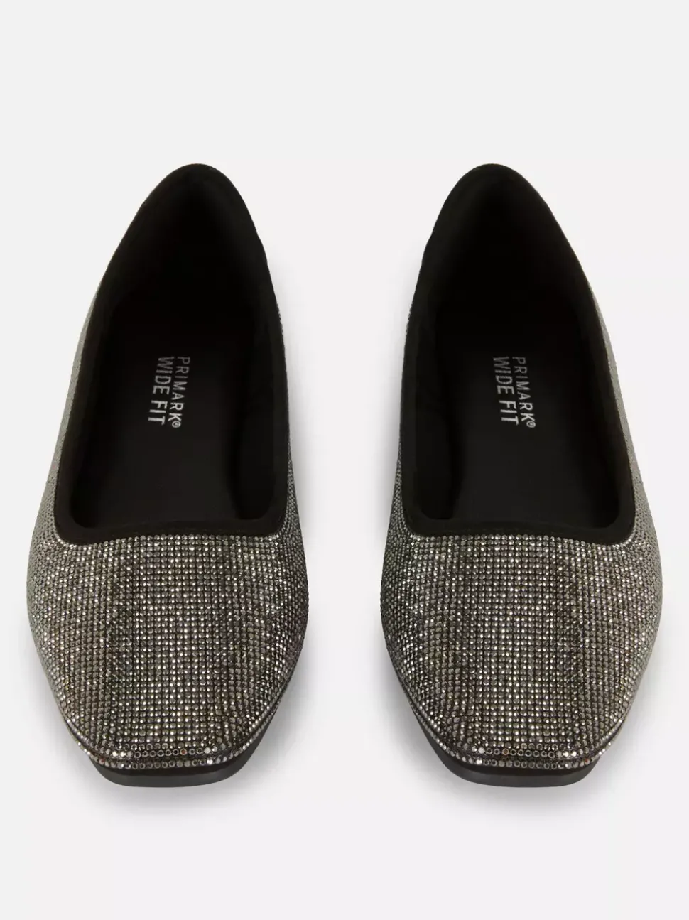 Zdobione szerokie baleriny z kwadratowym noskiem