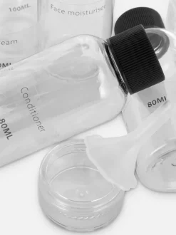 Zestaw buteleczek podróżnych i etykietek