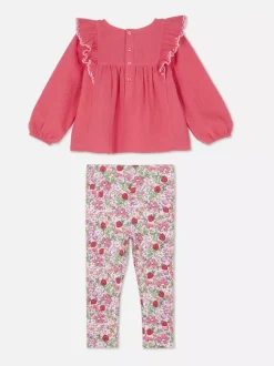 Zestaw z bluzką i legginsami w kwiaty