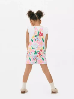 Zestaw z ogrodniczkami w kwiaty