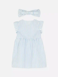 Zestaw z sukienką w paski i kokardką